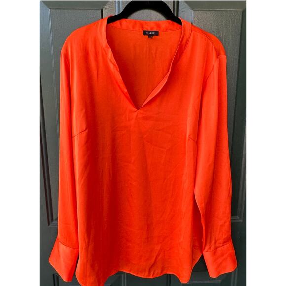 Talbots Tops - Talbots Satin Blouse L Orange V-Neck Fall Top Polished Pumpkin Spice Autumn Chic